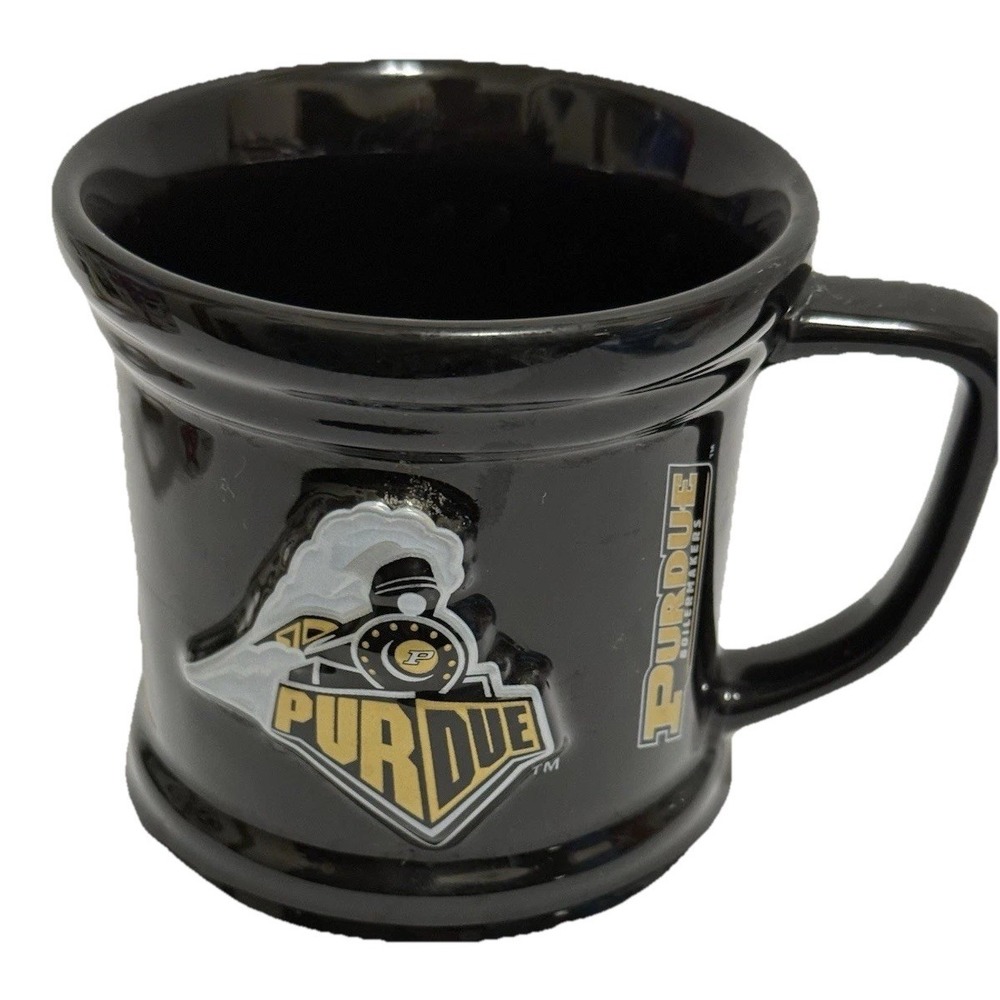 Purdue Boilermakers Black Embossed Coffee Mug NCAA Stoneware Diner Style